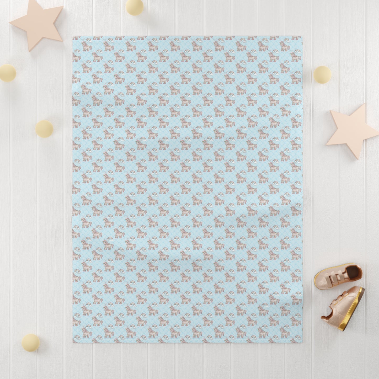 Pastel Blue Rainbow Unicorn Pattern Soft Fleece Baby Blanket-MyBrightSideClothing