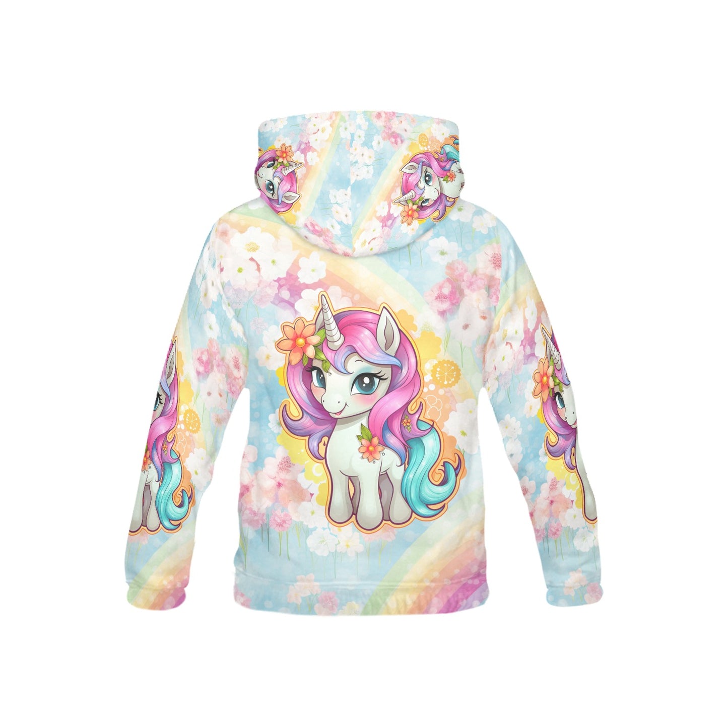 Beautiful Pastel Floral Rainbow Unicorn Children's Hoodie -My Bright Side Clothing