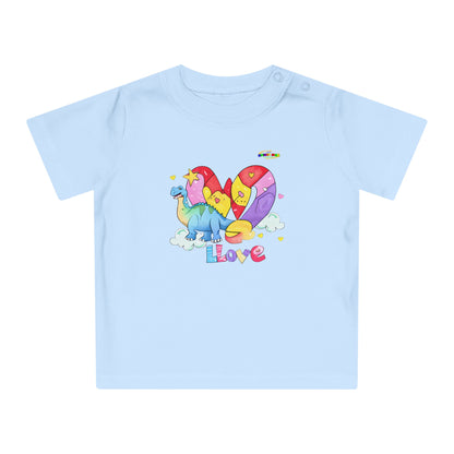 Cute Rainbow Heart Dino Graphic Baby T-Shirt-mybrigtsideclothing.com