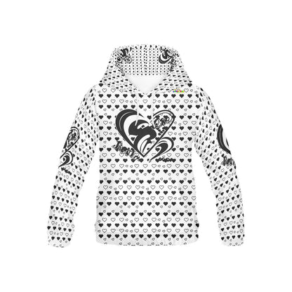 Black and White Heart Pattern and Graphic Children's Hoodie-My Bright Side Clothing