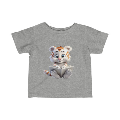 Cute Tiger Reading a Book Infant Fine Jersey Tee-My Bright Side Clothing