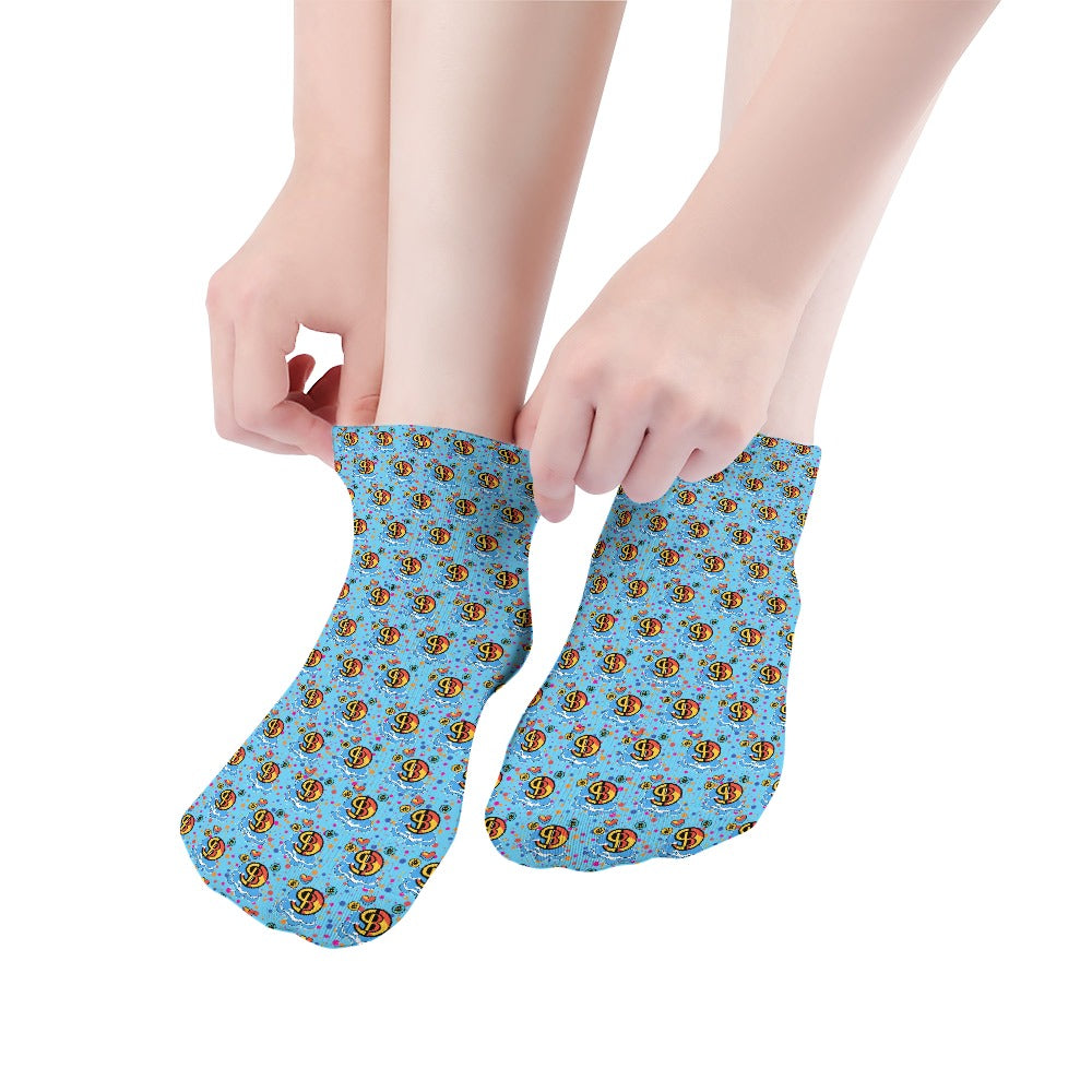 Blue Heart Bitcoin Pattern Children's Comfortable Socks -5 Pairs -MyBrightSideClothing