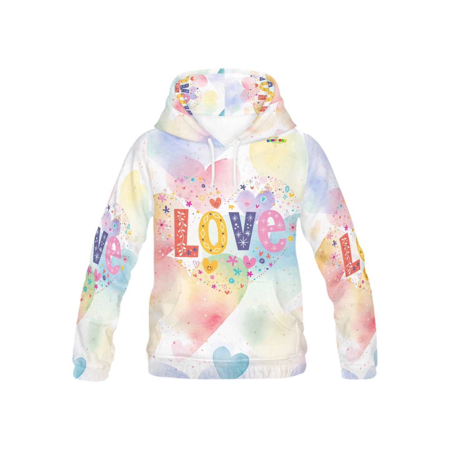 Beautiful Pastel Love and Compassion Message Pattern Children's Hoodie-My Bright Side Clothing