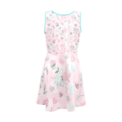 Cute Pink Floral Children's Sleeveless Sundress -My Bright Side Clothing