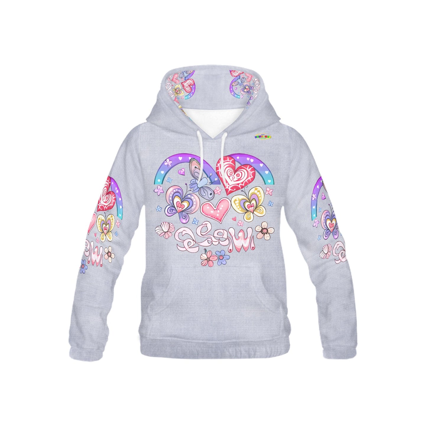 Beautiful Pastel Rainbow Flower flowing kindness Butterfly Graphic-Children's Hoodie My Bright Side Clothing