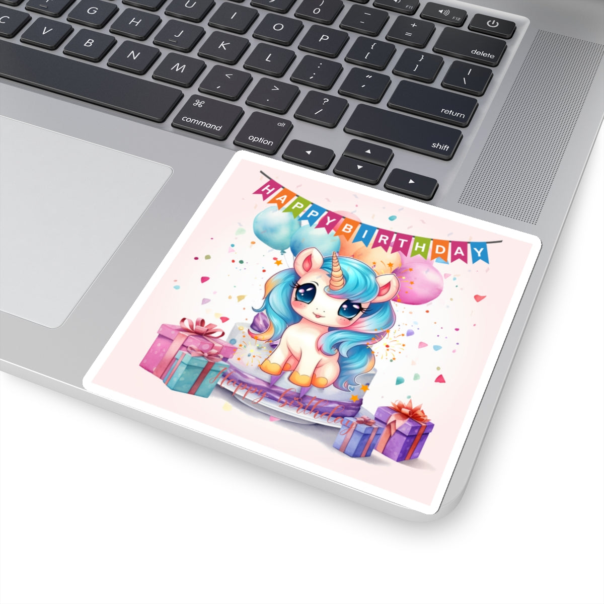 Cute Happy Birthday Pastel Unicorn Kiss-Cut Sticker--My Bright Side Clothing