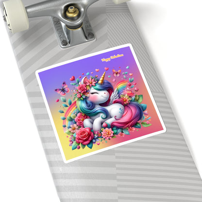 Cute Happy Valentines Rainbow Unicorn Kiss-Cut Sticker-My Bight Side Clothing