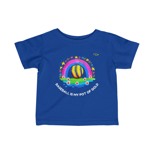 Rainbow Baseball Sports logo Infant Fine Jersey Tee-MyBrightSideClothing