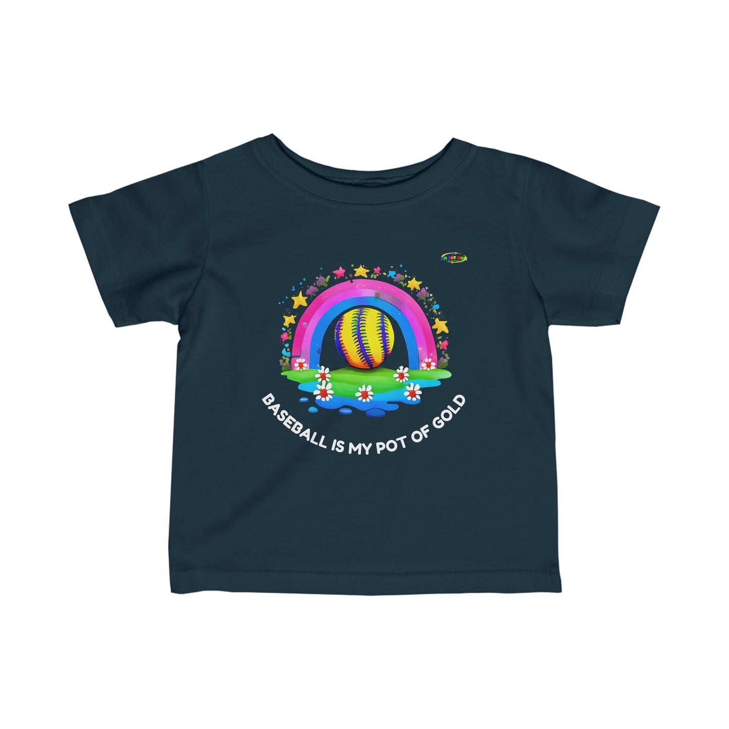 Rainbow Baseball Sports logo Infant Fine Jersey Tee-MyBrightSideClothing