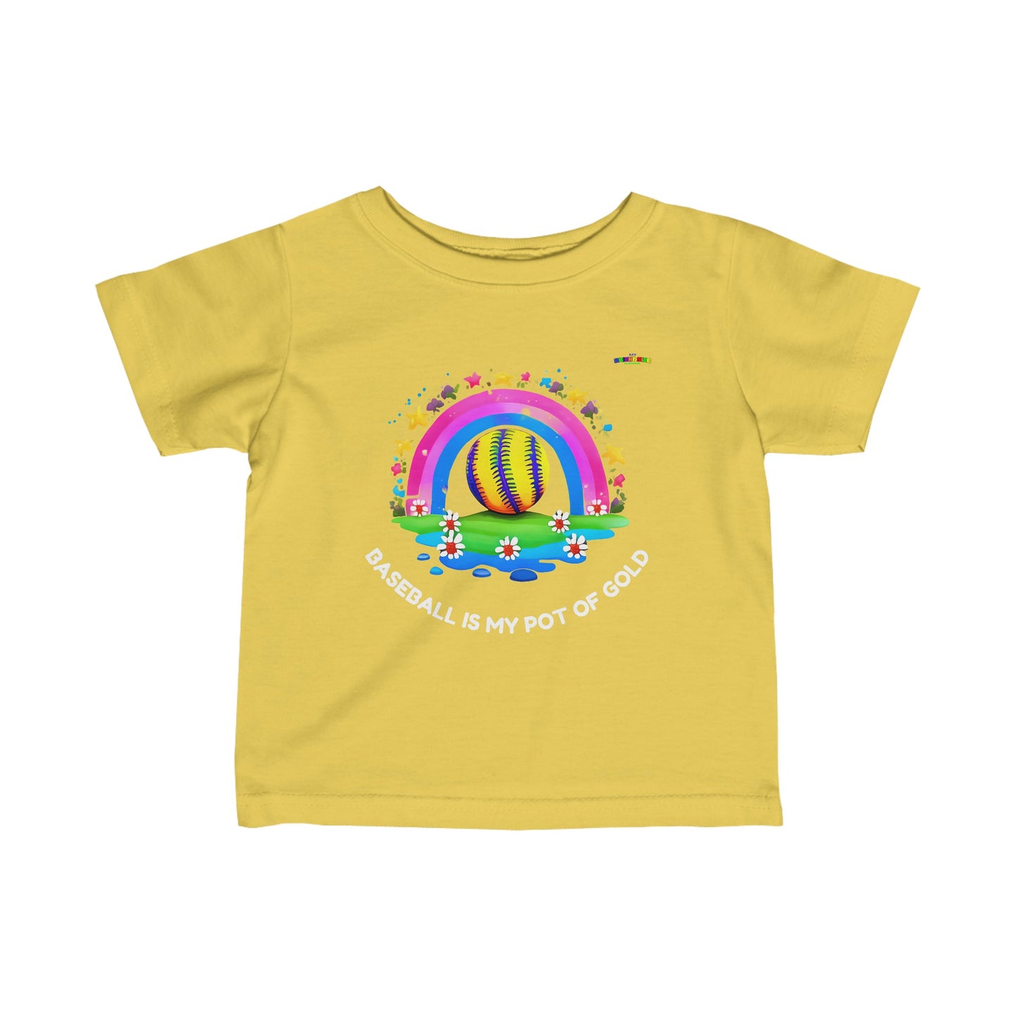 Rainbow Baseball Sports logo Infant Fine Jersey Tee-MyBrightSideClothing