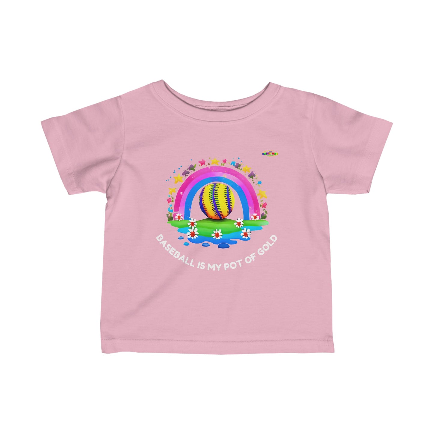 Rainbow Baseball Sports logo Infant Fine Jersey Tee-MyBrightSideClothing