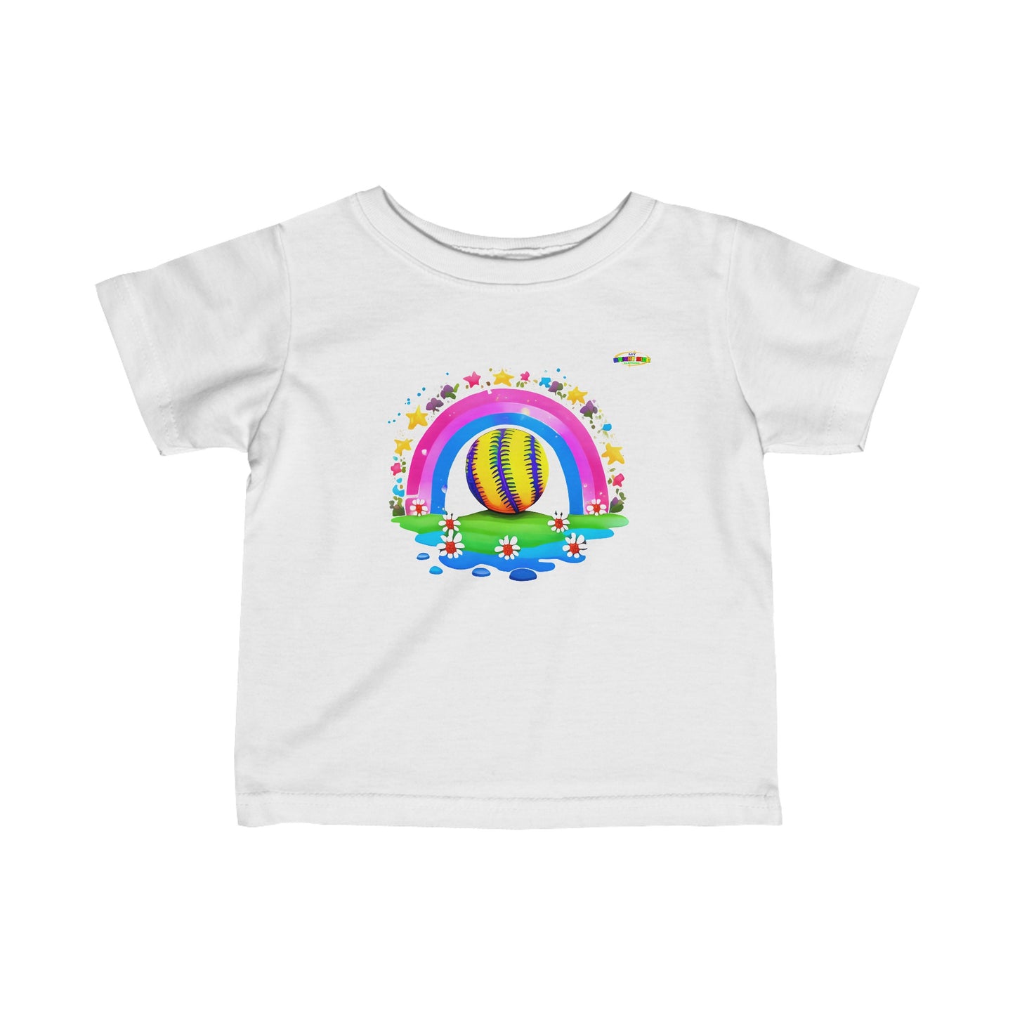 Rainbow Baseball Sports logo Infant Fine Jersey Tee-MyBrightSideClothing