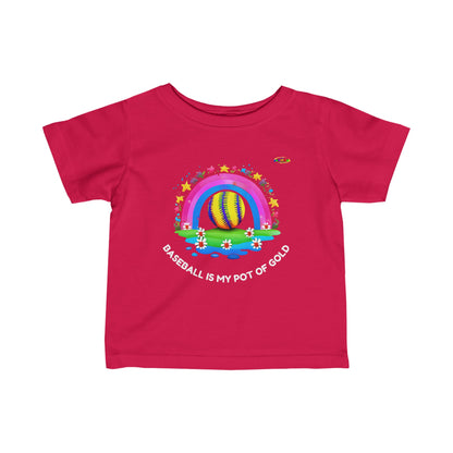 Rainbow Baseball Sports logo Infant Fine Jersey Tee-MyBrightSideClothing