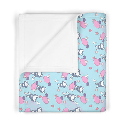 Cute Pastel Blue Pink Baby Bunnies Pattern Soft Fleece Baby Blanket--My Bright Side Clothing