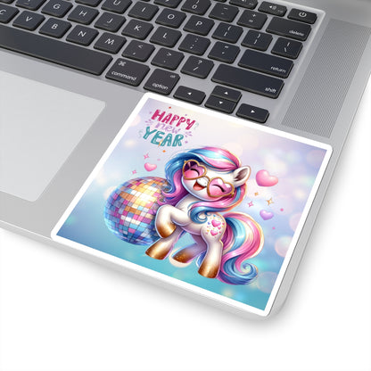 Happy New Year Pastel Unicorn Kiss-Cut Sticker-My Bright Side Clothing