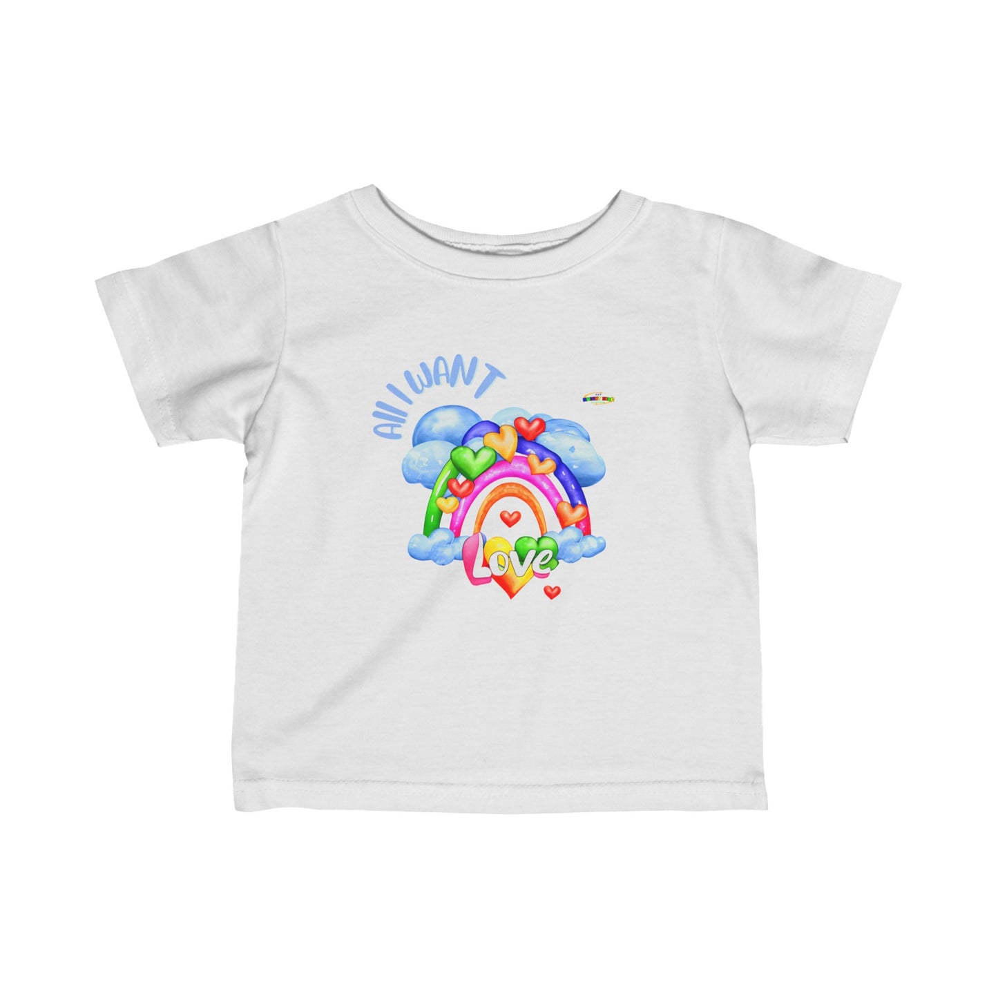 Cute All I want is love rainbow hearty graphic  Infant Fine Jersey Tee-My Bright Side Clothing