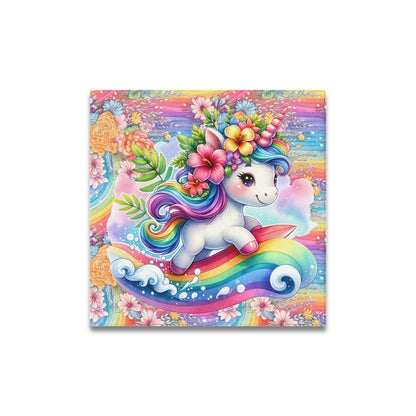 Cute colourful Flower Rainbow Baby Unicorn graphic Canvas Print 16"x16"-My Bight Side Clothing