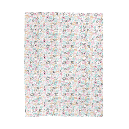 Cute Pastel Rainbow Flowers Pattern plush velveteen blanket-My Bight Side Clothing