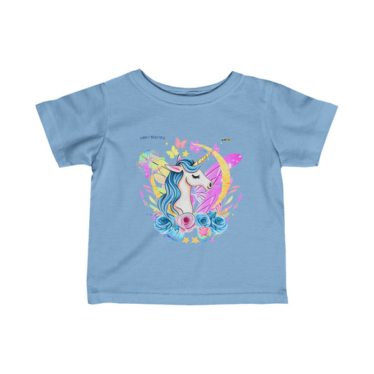 Simply Beautiful Moon, flower Unicorn Graphic Infant Fine Jersey Tee-My Bright Side Clothing