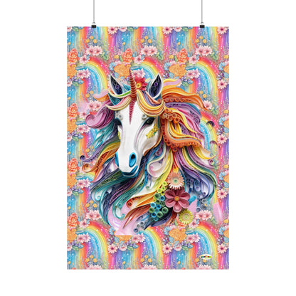 Just Making Magic-Beautiful Rainbow Flower Unicorn Matte Vertical Poster-My Bright Side Clothing