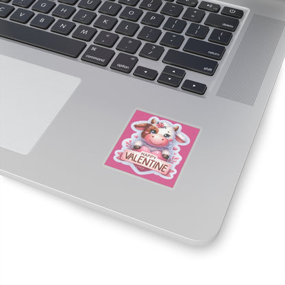 Cute and Sweet Happy Valentines Cow Kiss-Cut Sticker-My Bright Side Clothing