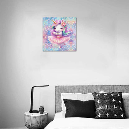 Cute colourful Baby Ballerina Unicorn graphic Canvas Print 16"x16"-My Bight Side Clothing