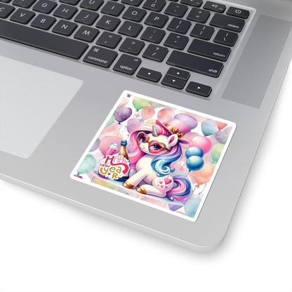 Happy New Year Pastel Unicorn Kiss-Cut Sticker-My Bright Side Clothing