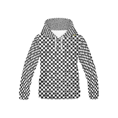 Black and White checkered Heart Pattern and Graphic Children's Hoodie-My Bright Side Clothing