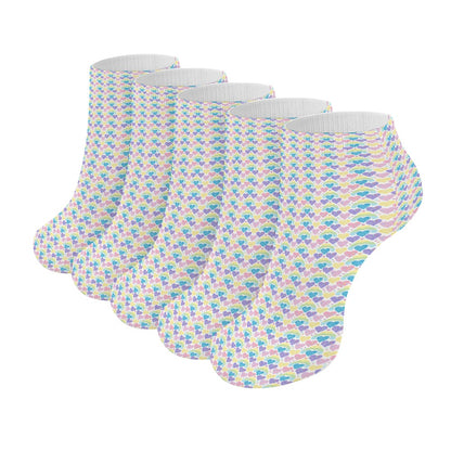 Pastel Rainbow Heart Pattern Children's Comfortable Socks -5 Pairs -MyBrightSideClothing