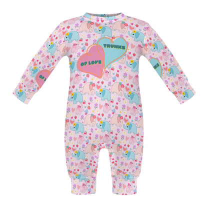 Cute Pink Pastel Trunks of Love  Elephant Baby Romper--My Bright Side Clothing