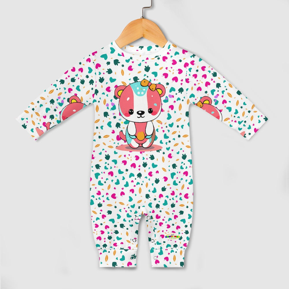 Cute Baby Bear Rainbow Heart Pattern Baby Romper-My Bright Side Clothing