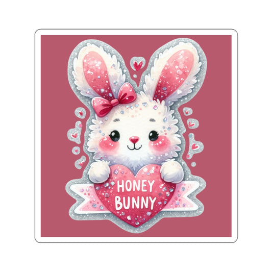 Cute and Sweet Happy Valentines Bunny-Kiss-Cut Sticker-My Bright Side Clothing