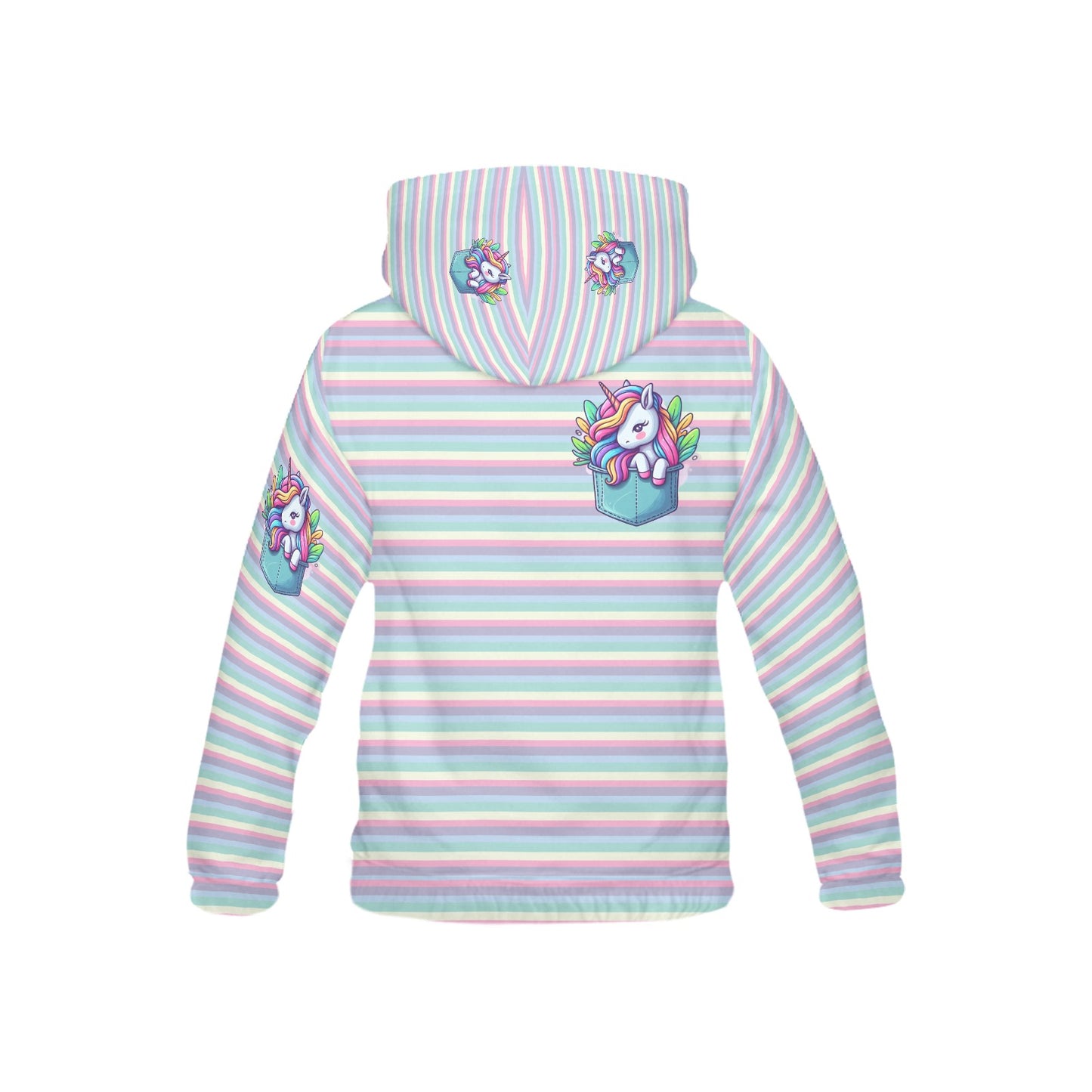 Beautiful Rainbow Stripe Pocket Unicorn Children's Hoodie--My Bright Side Clothing