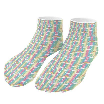 Retro Pastel Rainbow Pattern Children's Comfortable Socks -5 Pairs -MyBrightSideClothing