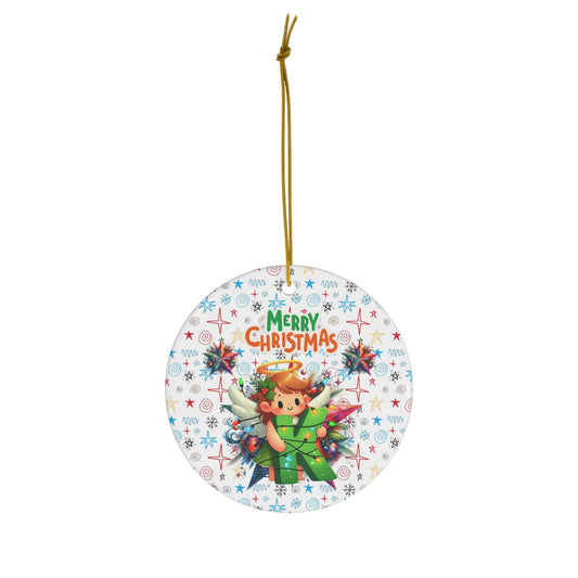 Letter K Cute Christmas Angel ceramic ornament(A-Z Collection)-My Bright Side Clothing