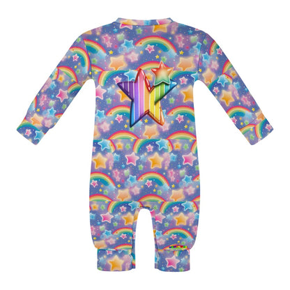 Bright Rainbow and star Pattern and logo Baby Romper-My Bright Side Clothing