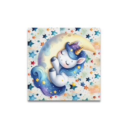 Cute colourful Moon and Star Sleeping Baby Unicorn graphic Canvas Print 16"x16"-My Bight Side Clothing