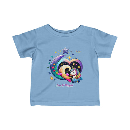 Cute Rainbow Heart Love is Magical Unicorn Graphic Infant Fine Jersey Tee  -My Bright Side Clothing