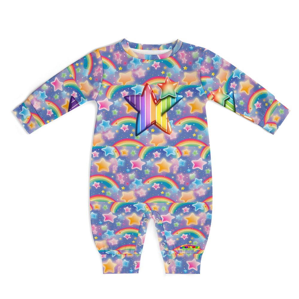 Bright Rainbow and star Pattern and logo Baby Romper-My Bright Side Clothing