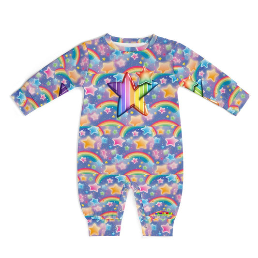 Bright Rainbow and star Pattern and logo Baby Romper-My Bright Side Clothing