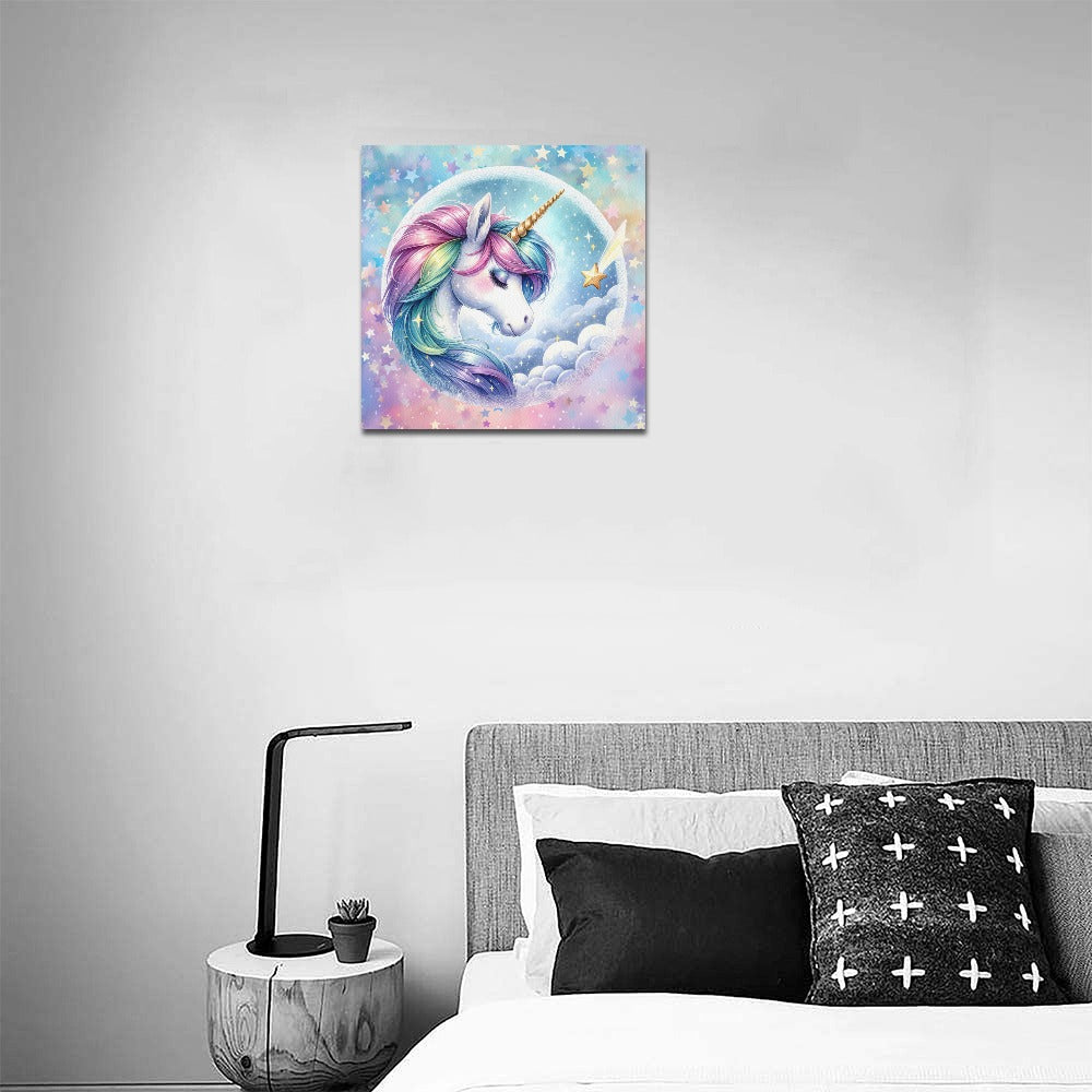 Beautiful Pastel Sleeping Unicorn graphic Canvas Print 16"x16"-My Bight Side Clothing