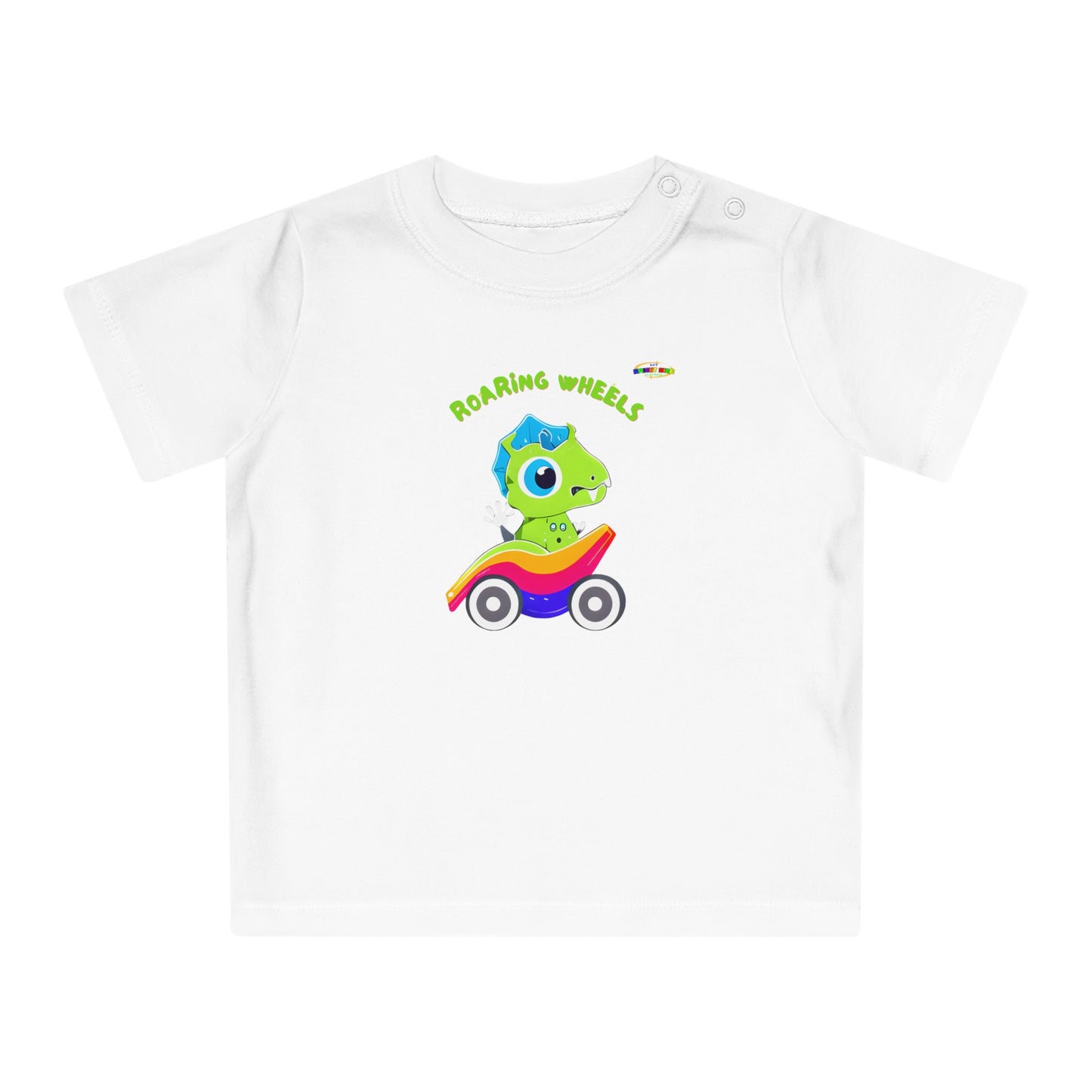 Cute Roaring Wheels Baby Dino Logo Baby T-Shirt -MyBrightSideClothing