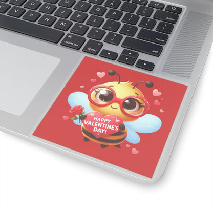 Cute and Sweet Happy Valentines Bumble Bee-Kiss-Cut Sticker-My Bright Side Clothing