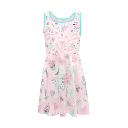 Cute Pink Floral Children's Sleeveless Sundress -My Bright Side Clothing