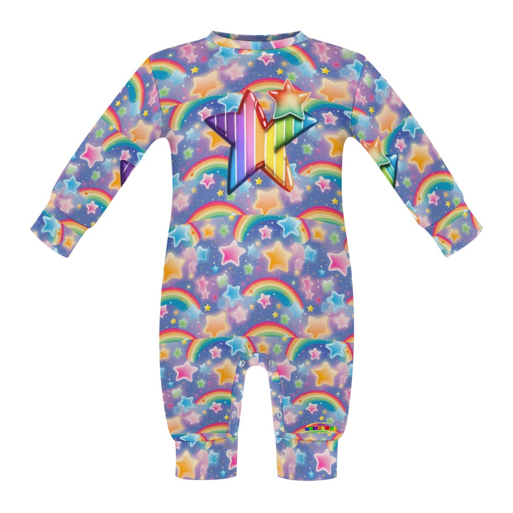 Bright Rainbow and star Pattern and logo Baby Romper-My Bright Side Clothing