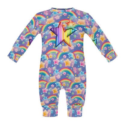 Bright Rainbow and star Pattern and logo Baby Romper-My Bright Side Clothing