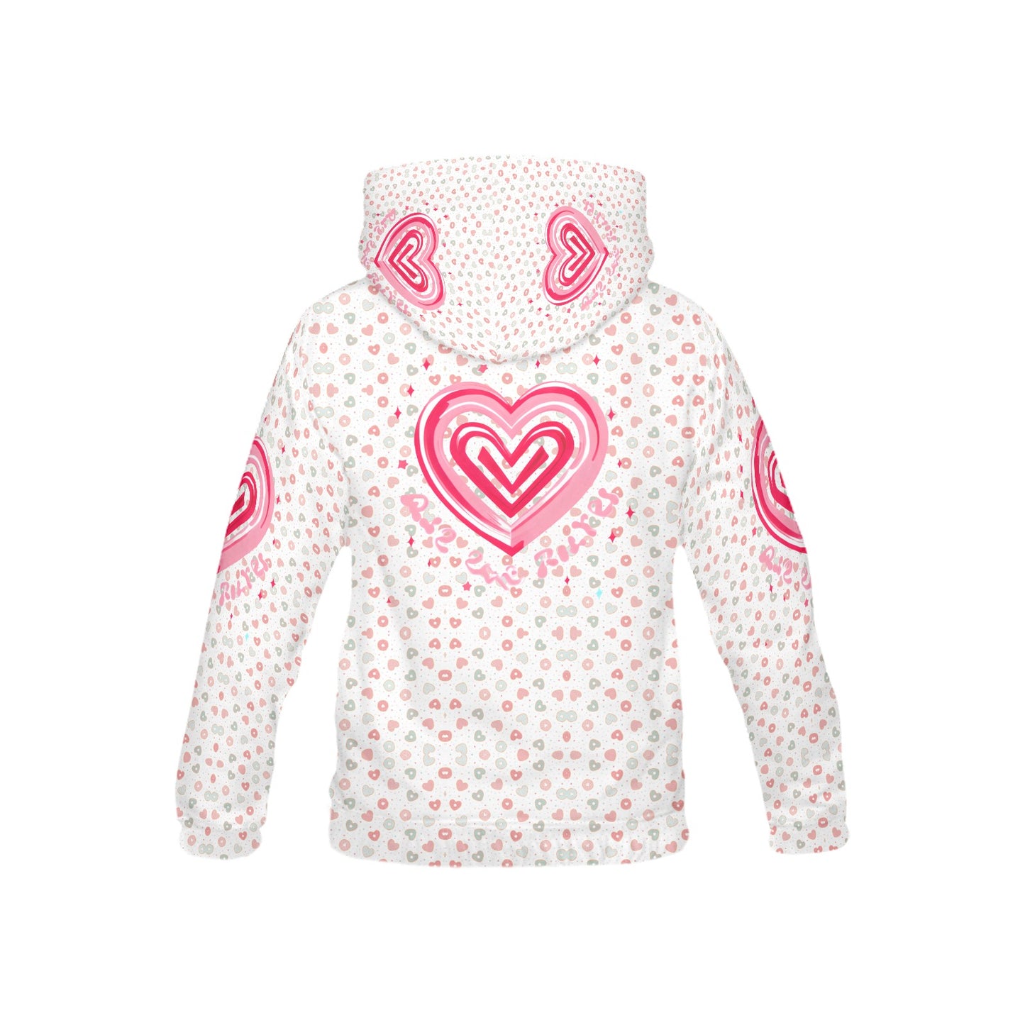 Pink and White Heart Pattern and Graphic Children's Hoodie-My Bright Side Clothing