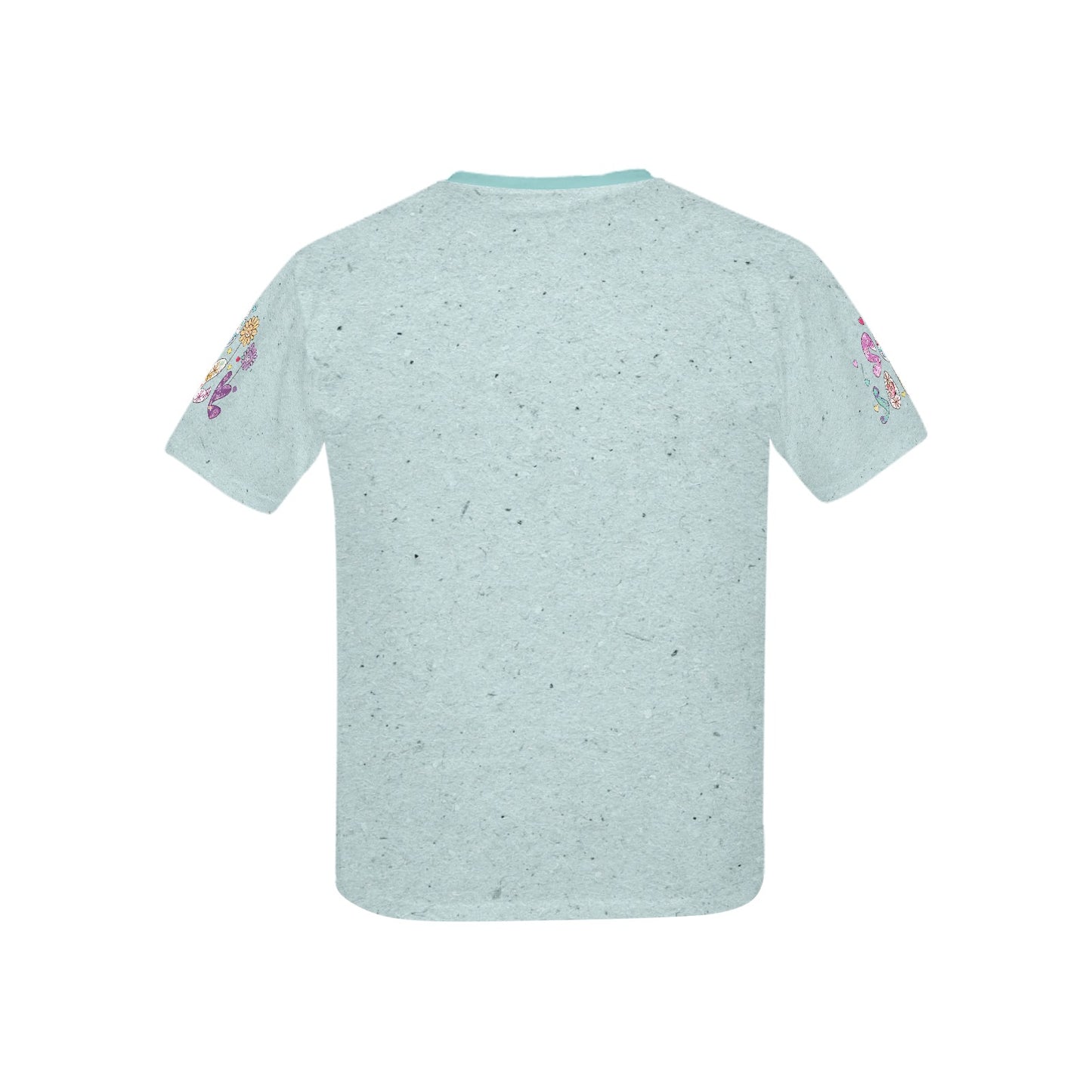 Beautiful Soft Teal Flower and Butterfly Pattern and Graphic-Children's T-shirt My Bright Side Clothing