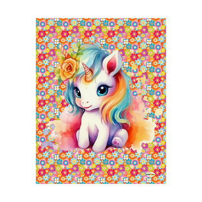 Beautiful Flower Unicorn Graphic and Pattern Matte Vertical Poster-My Bright Side Clothing