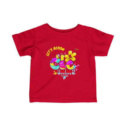 Cute Lets Bloom Summer Flower Graphic Infant Fine Jersey Tee-My Bright Side Clothing